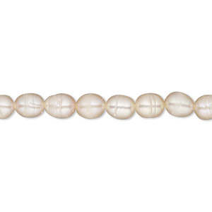 Pearl, cultured freshwater, peach, 4-5mm rice, D grade. Sold per 15-inch strand.