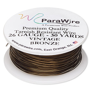 Wire, ParaWire&#153;, vintage bronze-finished copper, round, 26 gauge. Sold per 30-yard spool.