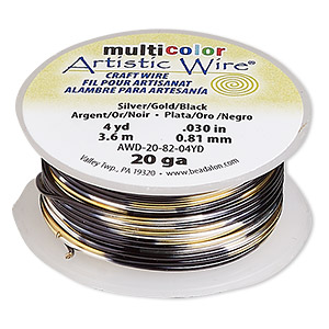 Wire, Artistic Wire®, copper, variegated blue / red / gold, 0.81mm