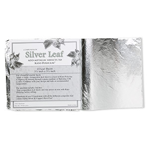 Imitation silver leaf sheet, 100% aluminum, 5-1/2 inch square. Sold per pkg of 25 sheets.