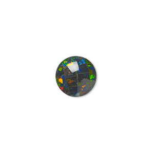 Cabochon, Gilson&reg;, opal (synthetic), mosaic black, 10mm calibrated round. Sold individually.