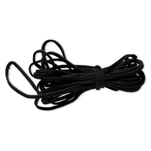 Cord, faux suede lace, black, 3mm. Sold per pkg of 5 yards.