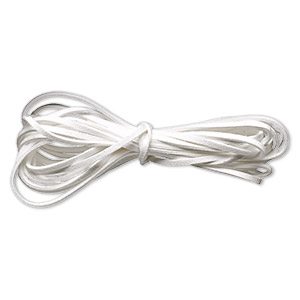 Cord, faux suede lace, white, 3mm. Sold per pkg of 5 yards.
