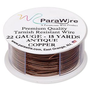 Wire, ParaWire™, antiqued copper, round, 22 gauge. Sold per 15-yard spool.  - Fire Mountain Gems and Beads