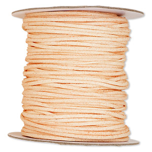 Cord, faux suede lace, peach, 3mm. Sold per 100-yard spool.