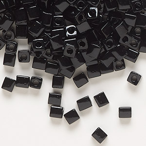 Seed bead, Miyuki, glass, opaque black, (SB401), 3.5-3.7mm square. Sold per 25-gram pkg.