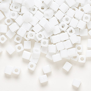 Seed bead, Miyuki, glass, opaque white, (SB-402), 3.5-3.7mm square. Sold per 25-gram pkg.