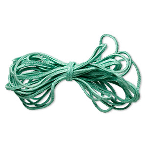 Cord, faux suede lace, green, 3mm. Sold per pkg of 5 yards.
