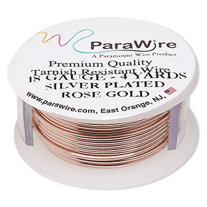 Wire, ParaWire&#153;, rose gold-finished copper, round, 18 gauge. Sold per 4-yard spool.