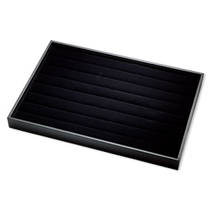 Display tray, ring, leatherette and velveteen, black, 13-3/4 x 1-1/4 x 9-1/2 inches with insert. Sold individually.