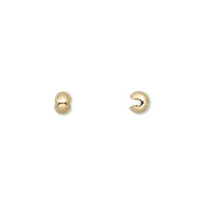 Crimp cover, gold-plated brass, 4mm round. Sold per pkg of 100.