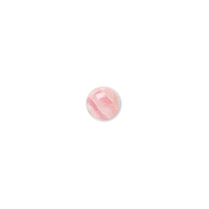 Cabochon, rhodochrosite (natural), 6mm calibrated round, B grade, Mohs hardness 3-1/2 to 4-1/2. Sold per pkg of 4.
