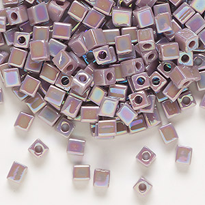 Seed bead, Miyuki, glass, opaque rainbow violet, (SB410R), 3.5-3.7mm square. Sold per 25-gram pkg.