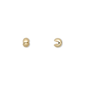 Crimp cover, gold-plated brass, 4mm round. Sold per pkg of 500. - Fire ...