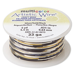 Wire, Artistic Wire®, copper, variegated blue / red / gold, 0.81mm