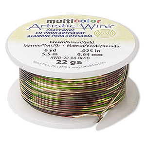 Wire, Artistic Wire®, copper, variegated blue / red / gold, 0.81mm round, 20  gauge. Sold per 4-yard spool. - Fire Mountain Gems and Beads