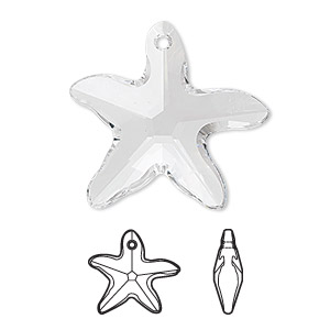 Focal, Crystal Passions&reg;, crystal clear, 30x28mm faceted starfish pendant (6721). Sold individually.