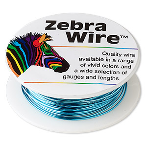 Wire, Zebra Wire&#153;, color-coated copper, turquoise blue, round, 20 gauge. Sold per 15-yard spool.