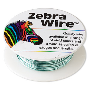 Wire, Zebra Wire&#153;, color-coated copper, aqua blue, round, 24 gauge. Sold per 20-yard spool.