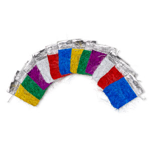Pouch, acrylic, assorted metallic colors, 5-1/2 x 4 inches with fringe and drawstring. Sold per pkg of 12.