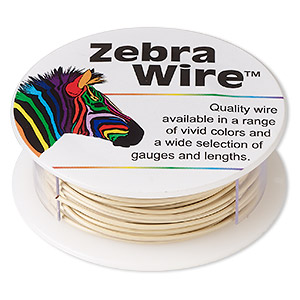Wire, Zebra Wire&#153;, color-coated copper, cream, round, 18 gauge. Sold per 10-yard spool.