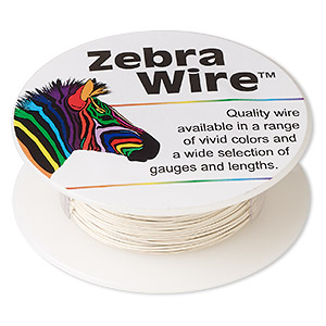 Wire, Zebra Wire&#153;, color-coated copper, cream, round, 24 gauge. Sold per 20-yard spool.