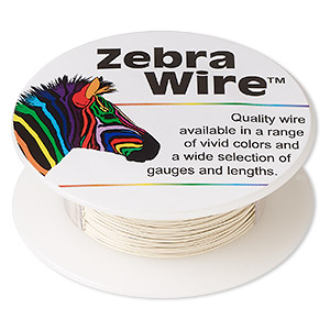 Wire, Zebra Wire&#153;, color-coated copper, cream, round, 26 gauge. Sold per 30-yard spool.