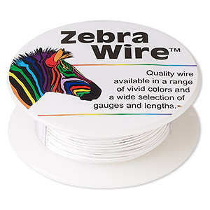 Wire, Zebra Wire&#153;, color-coated copper, white, round, 24 gauge. Sold per 20-yard spool.