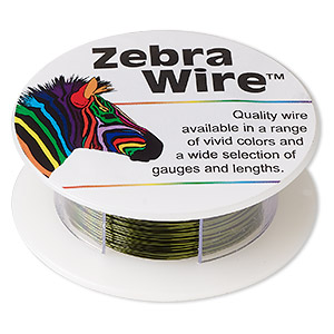 Wire, Zebra Wire&#153;, color-coated copper, olive green, round, 24 gauge. Sold per 20-yard spool.
