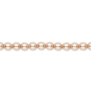 Pearl, Crystal Passions&reg;, rose gold, 4mm round (5810). Sold per pkg of 100.