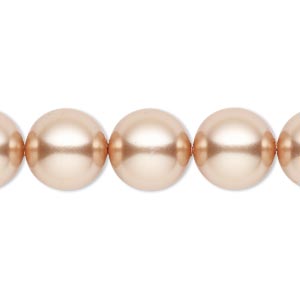 Pearl, Crystal Passions&reg;, rose gold, 12mm round (5810). Sold per pkg of 10.