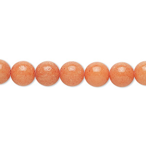 Bead, mountain &quot;jade&quot; (dolomite marble) (dyed), peach, 8mm round, B grade, Mohs hardness 3. Sold per 15-1/2&quot; to 16&quot; strand.