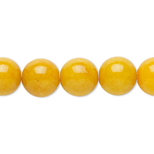 Bead, mountain &quot;jade&quot; (dolomite marble) (dyed), yellow, 12mm round, B grade, Mohs hardness 3. Sold per 15-1/2&quot; to 16&quot; strand.
