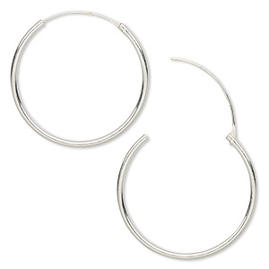 Hoop Earrings Sterling Silver Silver Colored