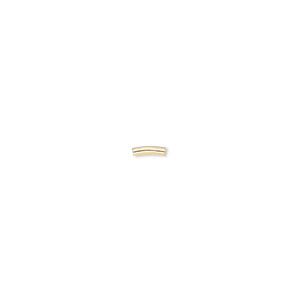 Bead, gold-plated brass, 5x1mm curved tube. Sold per pkg of 100.