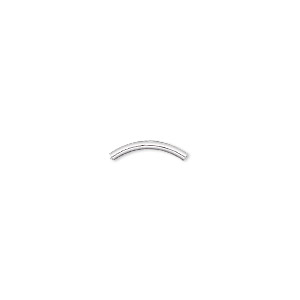 Bead, silver-plated brass, 11.5x1mm curved tube. Sold per pkg of 100.