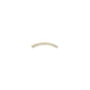 Bead, gold-plated brass, 13x1mm curved tube. Sold per pkg of 100.