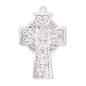 Focal, antiqued sterling silver, 33x24mm Celtic cross. Sold individually.