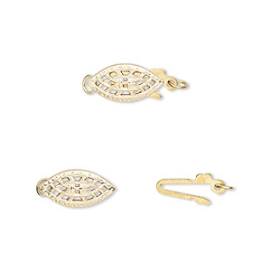 Clasp, fishhook, 14Kt gold-filled, 12x6mm filigree oval. Sold per pkg of 2.  - Fire Mountain Gems and Beads