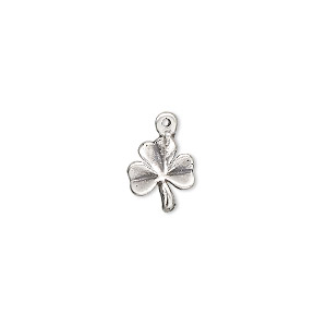 Charm, antiqued sterling silver, 10x9mm single-sided 3-leaf clover. Sold individually.