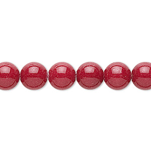 Bead, mountain &quot;jade&quot; (dolomite marble) (dyed), opaque red, 8mm round, B grade, Mohs hardness 3. Sold per 15-1/2&quot; to 16&quot; strand.
