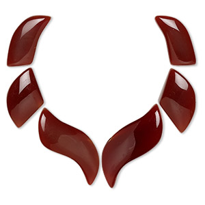 Focal, carnelian (dyed / heated), 23x11mm-34x14mm fan, B grade, Mohs hardness 6-1/2 to 7. Sold per 6-piece set.