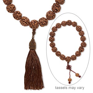 Prayer bead, rudraksha seed (natural), 18mm round, 13 inches. Sold individually.