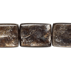 Bead, mica (coated), 20x15mm flat rectangle, B grade, Mohs hardness 2. Sold per 8-inch strand, approximately 10 beads.
