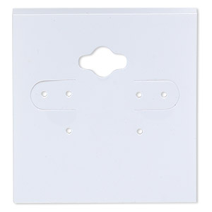 Earring card, PVC plastic, opaque white, 2x2 inch square. Sold per pkg of  100. - Fire Mountain Gems and Beads