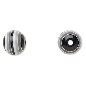 Bead, laminated acrylic, black / grey / white, 12mm round. Sold per pkg of 50.