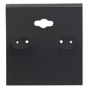 Earring card, flocked plastic, black, 1x1-inch square. Sold per pkg of ...