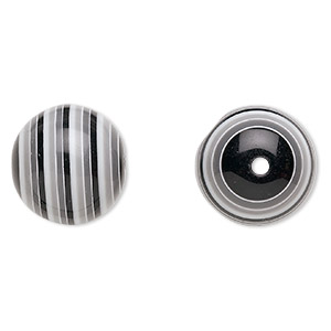 Bead, laminated acrylic, black and grey and white, 20mm round. Sold per pkg of 20.