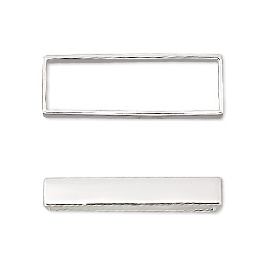 Bead frame, sterling silver, 30x10mm rectangle, fits up to 8mm bead. Sold individually.