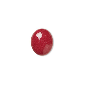 Cabochon, mountain &quot;jade&quot; (dolomite marble) (dyed), red, 12x10mm calibrated oval, B grade, Mohs hardness 3. Sold per pkg of 18.